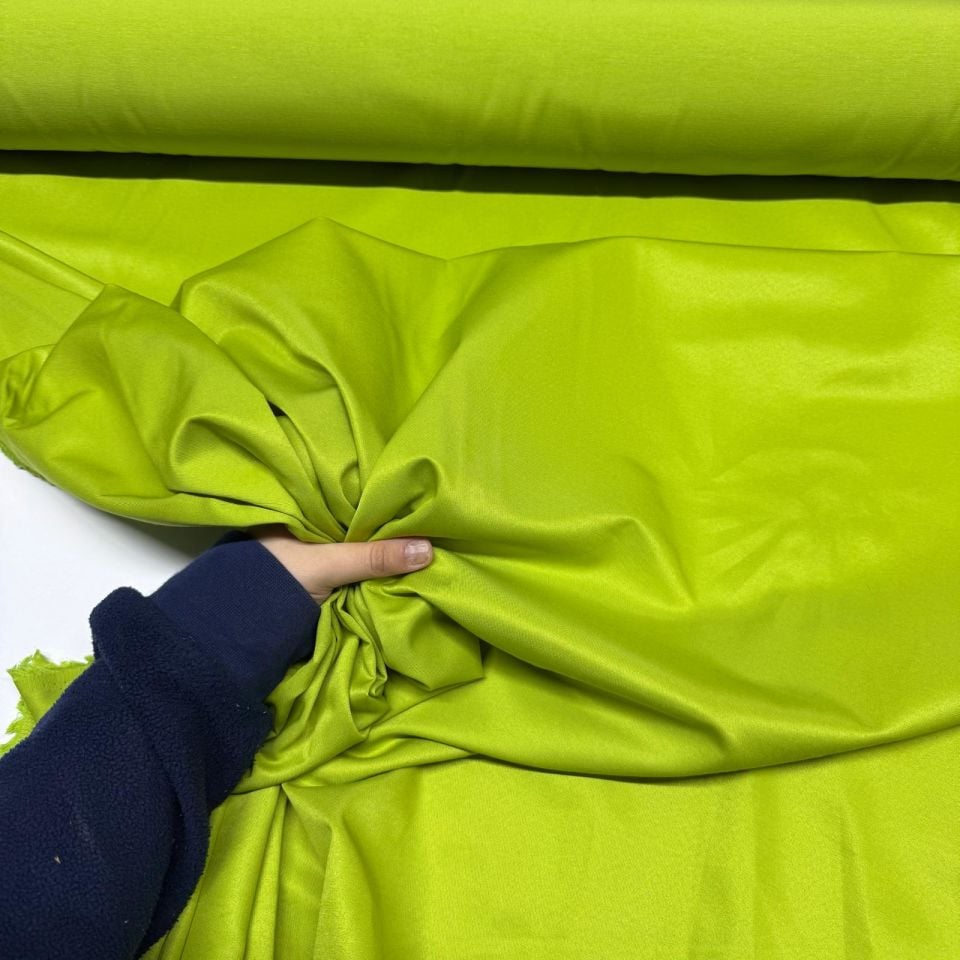 Poplin Kumaş Parlak Yağ Yeşili&Hardal Renk Çift En