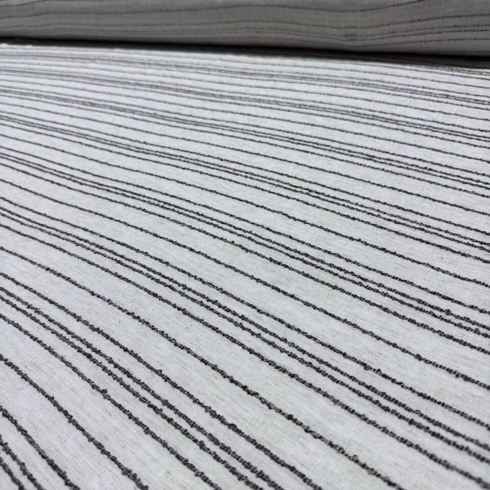 Keten Viskon Kumaş Dökümlü %100 Pamuk Enine Çizgi İşlemeli Kahverengi