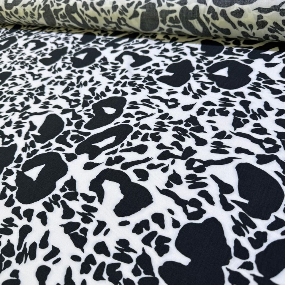 İthal Viskon Kumaş %100 Pamuk Çift En Desenli Siyah