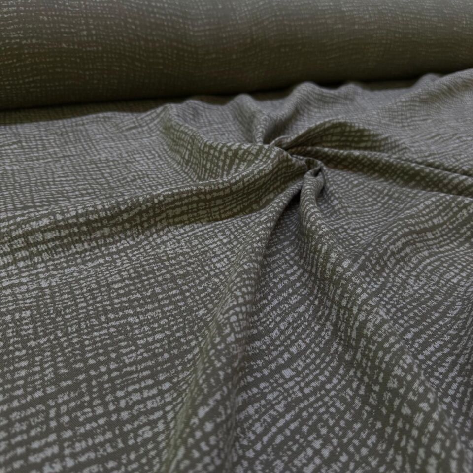 Çift Kat Müslin Kumaş %100 Pamuk Çift En Haki Desenli