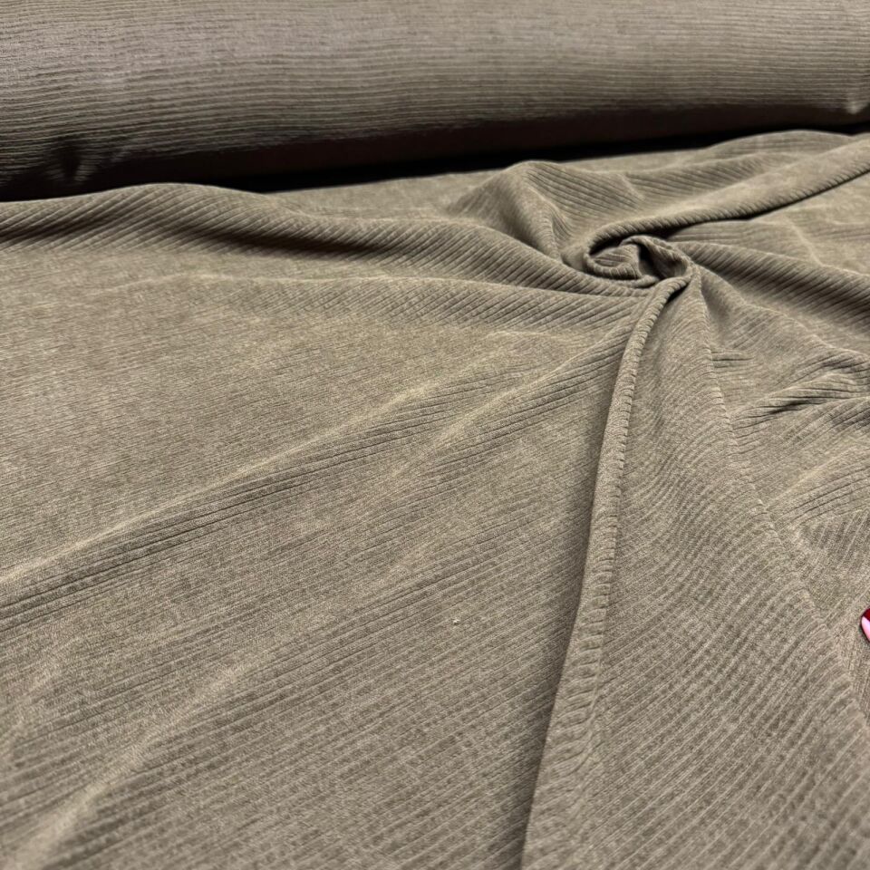 İtalyan Fitilli Kadife Kumaş Çift En Haki