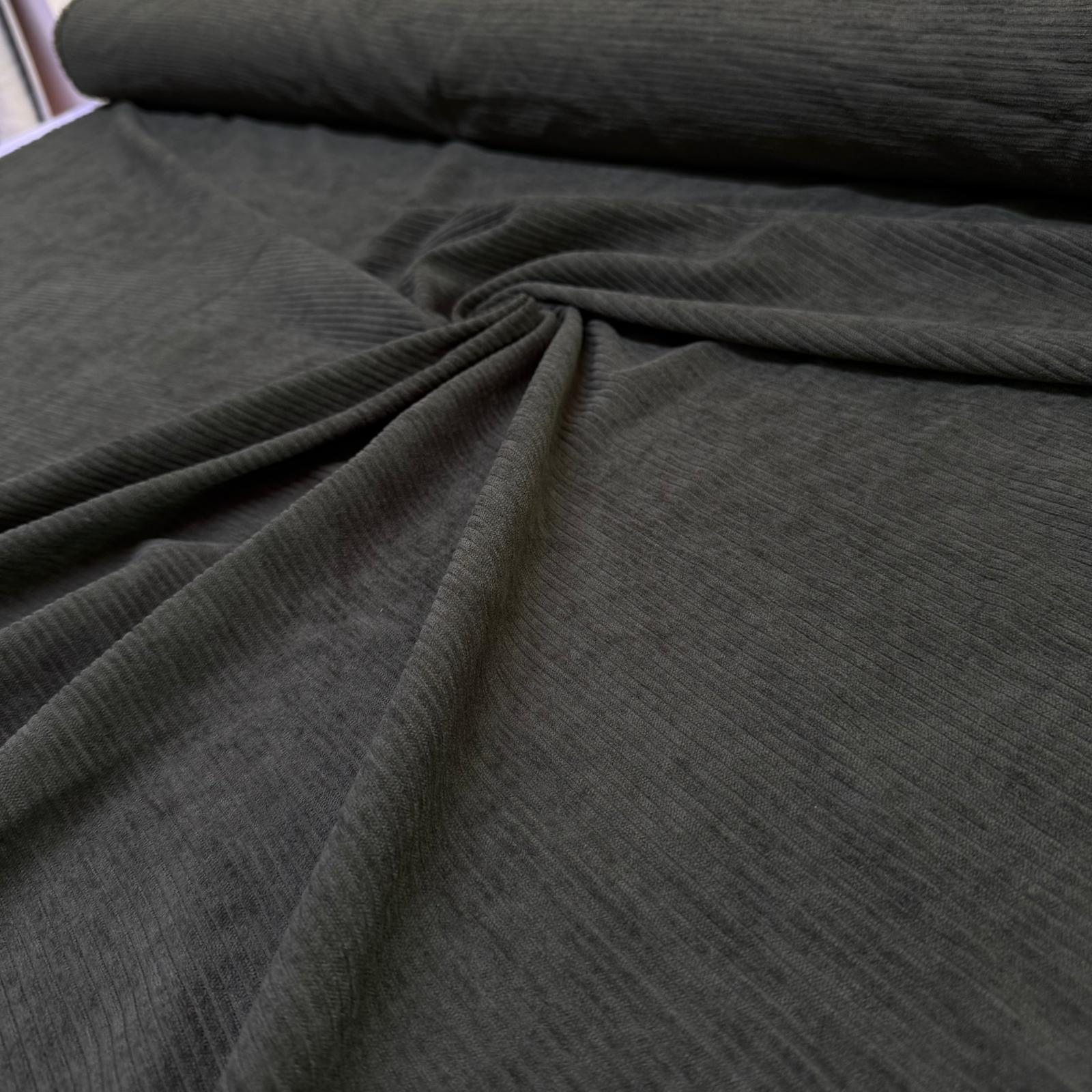 İtalyan Fitilli Kadife Kumaş Çift En Haki