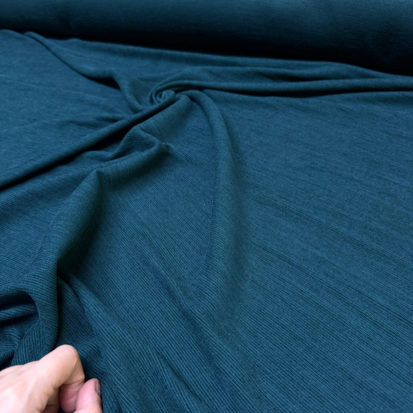 İtalyan Fitilli Kadife Kumaş Çift En Petrol Yeşil