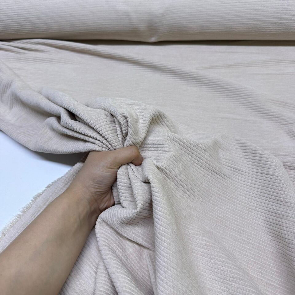 İtalyan Fitilli Kadife Kumaş Çift En Taş Rengi