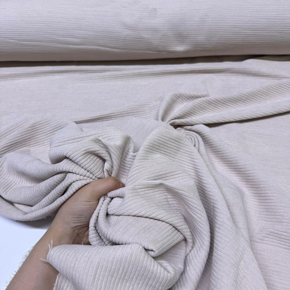 İtalyan Fitilli Kadife Kumaş Çift En Taş Rengi