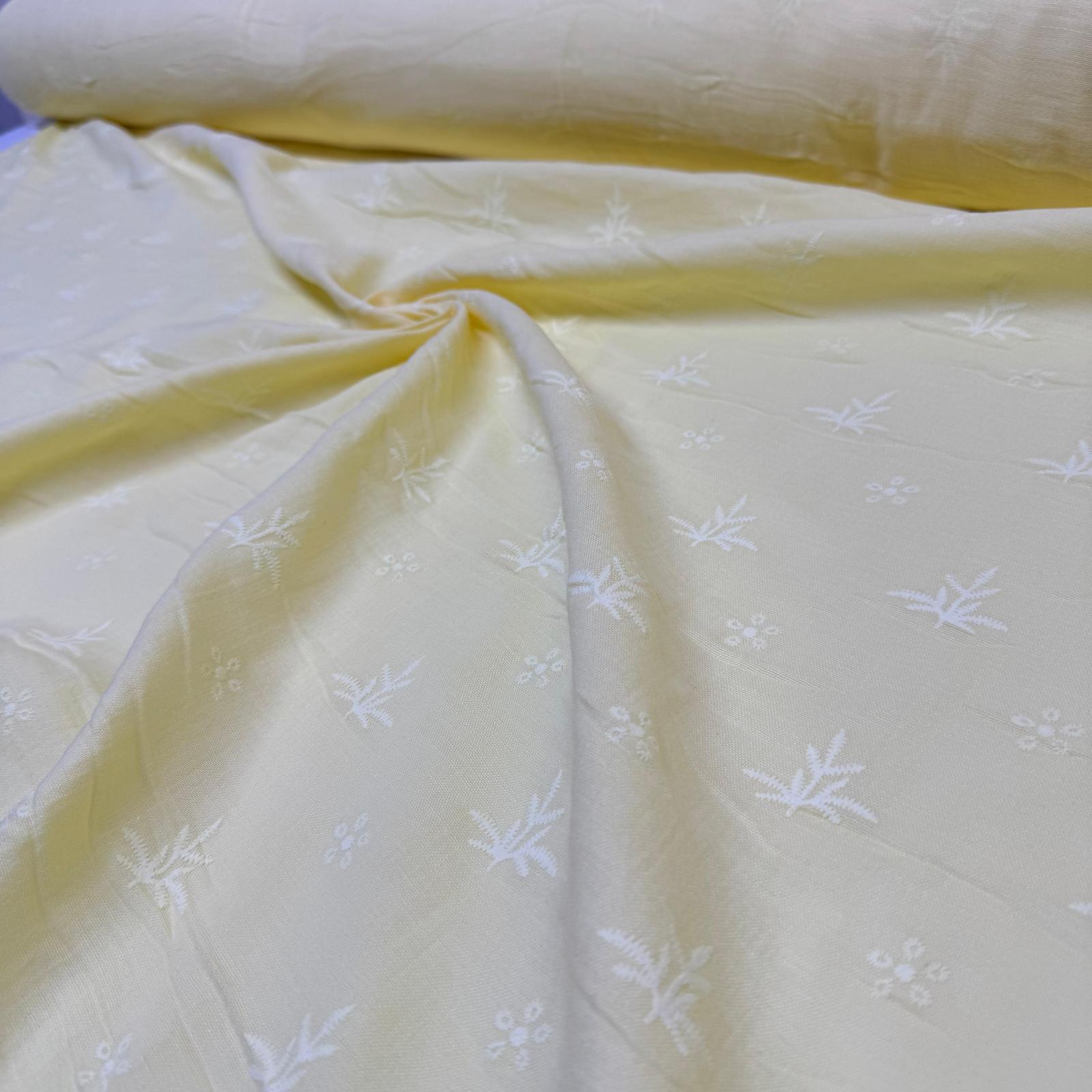 Çift Kat Müslin Kumaş %100 Pamuk Çift En Nakış ve Fisto Baskılı Sarı