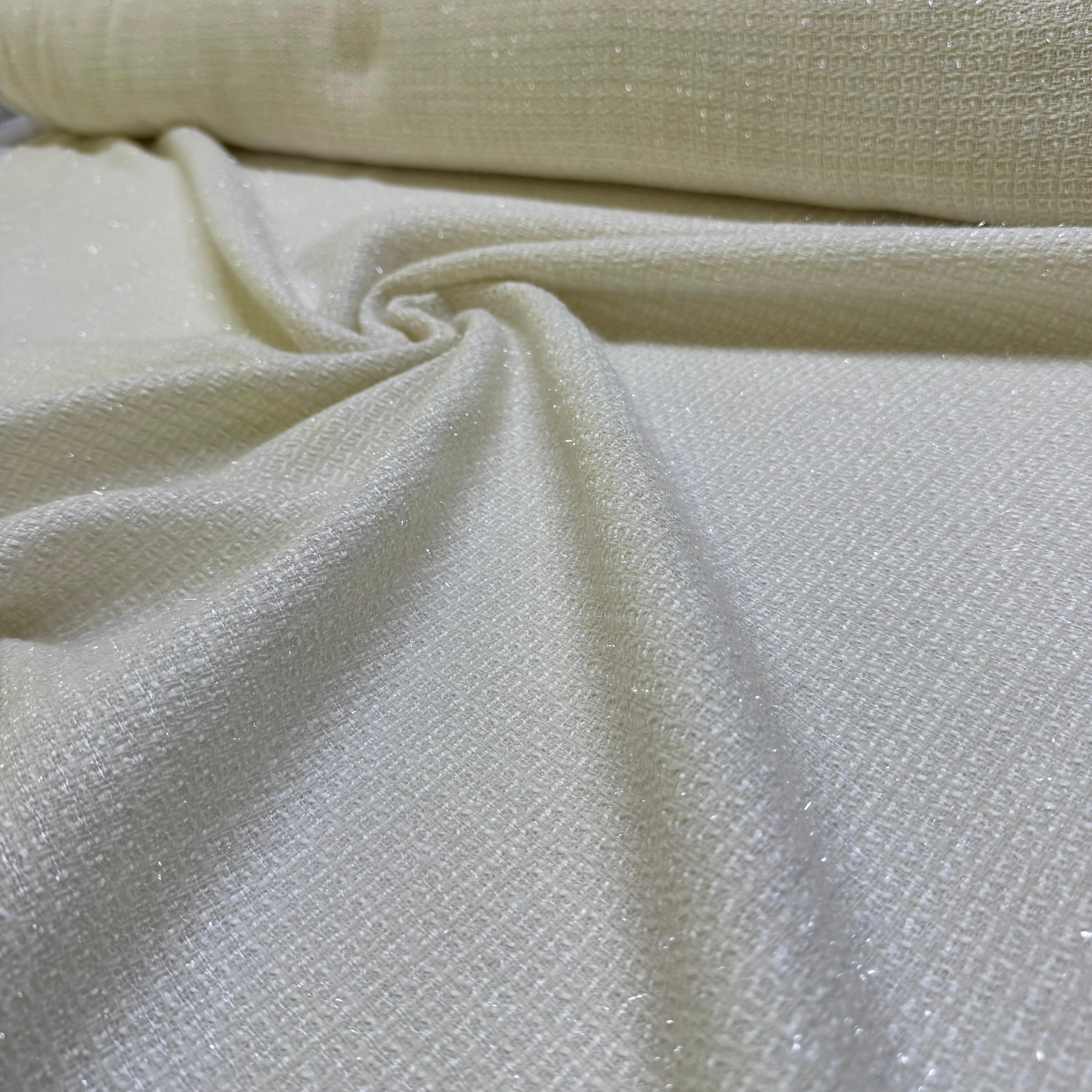 Tüvit Şanel Kumaş Çift En Simli Krem