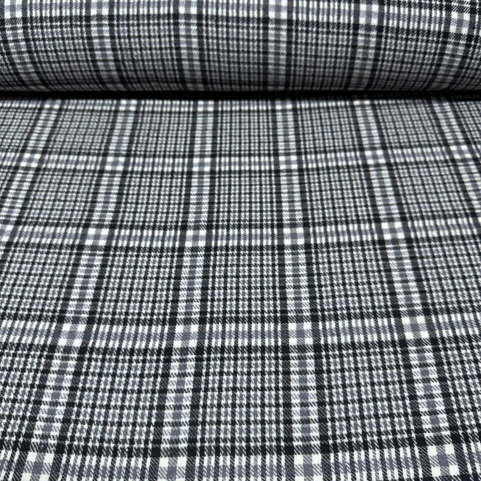 Tüvit Şanel Kumaş Çift En Ekose Gri & Antrasit Kareli