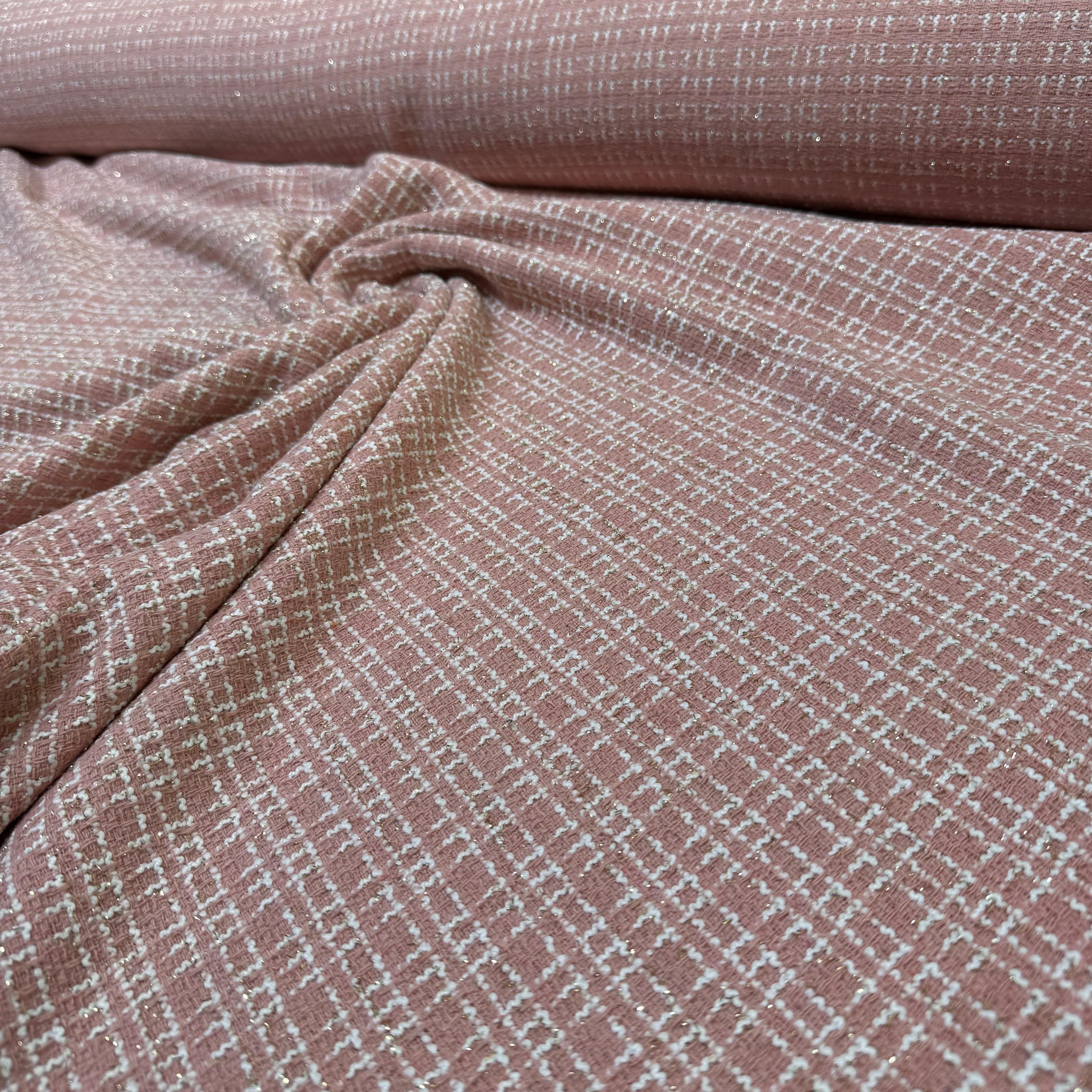 Tüvit Şanel Kumaş Çift En Simli Açık Pembe