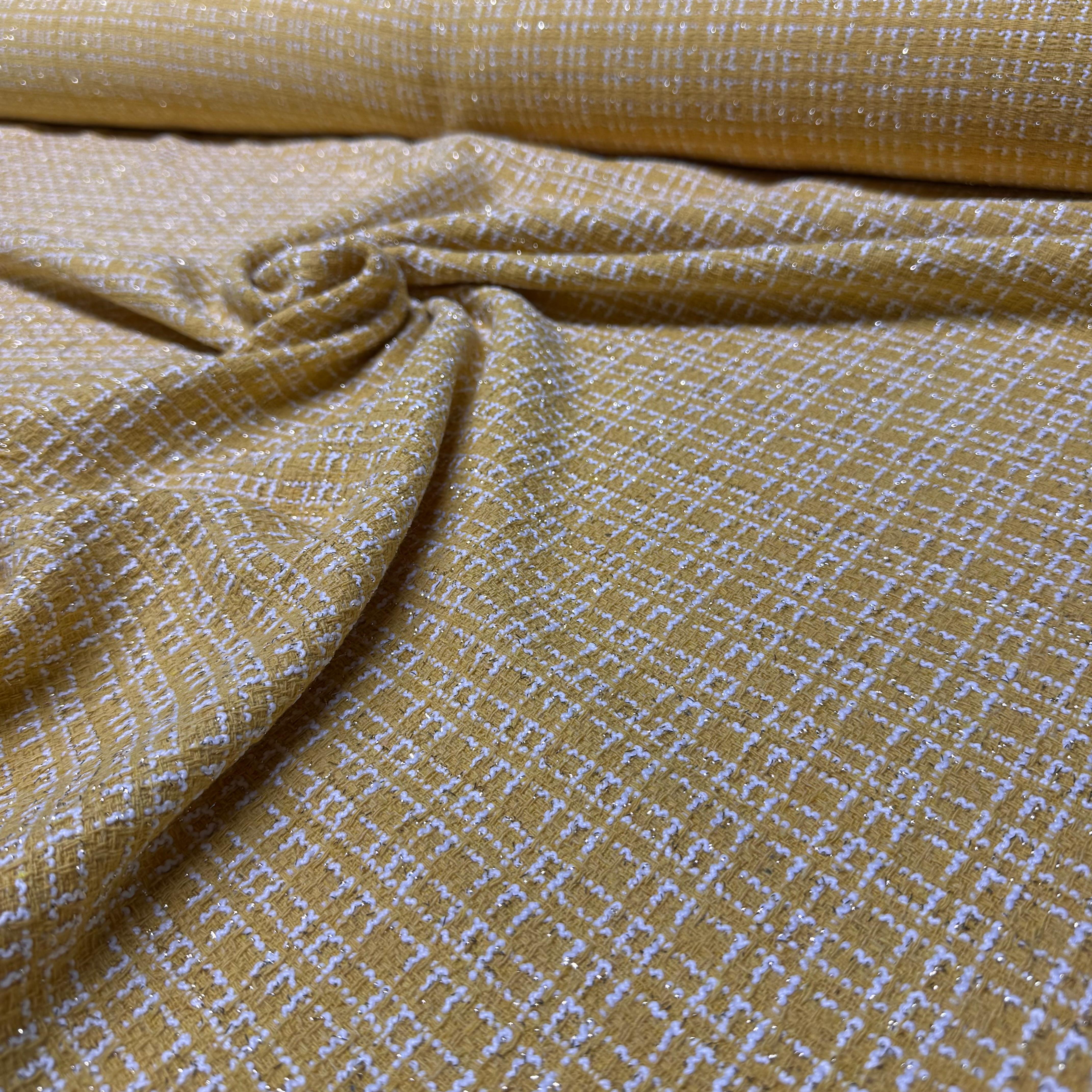 Tüvit Şanel Kumaş Çift En Simli Sarı