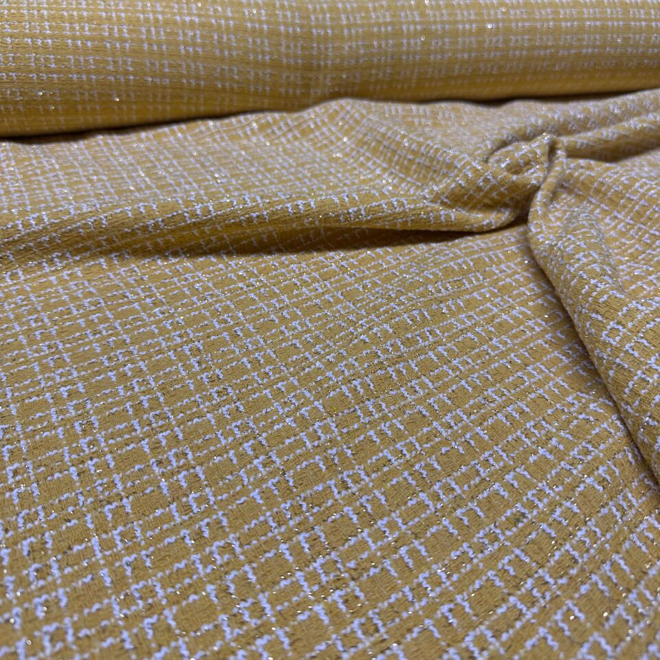 Tüvit Şanel Kumaş Çift En Simli Sarı