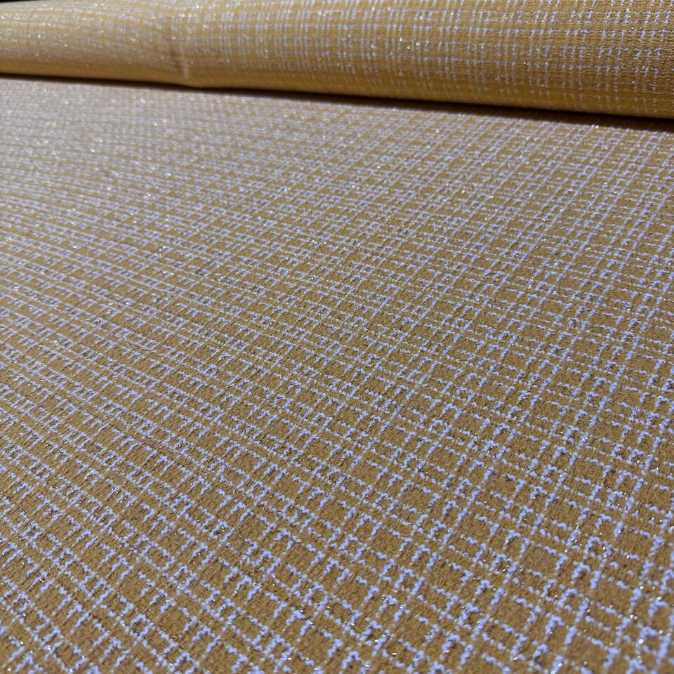 Tüvit Şanel Kumaş Çift En Simli Sarı