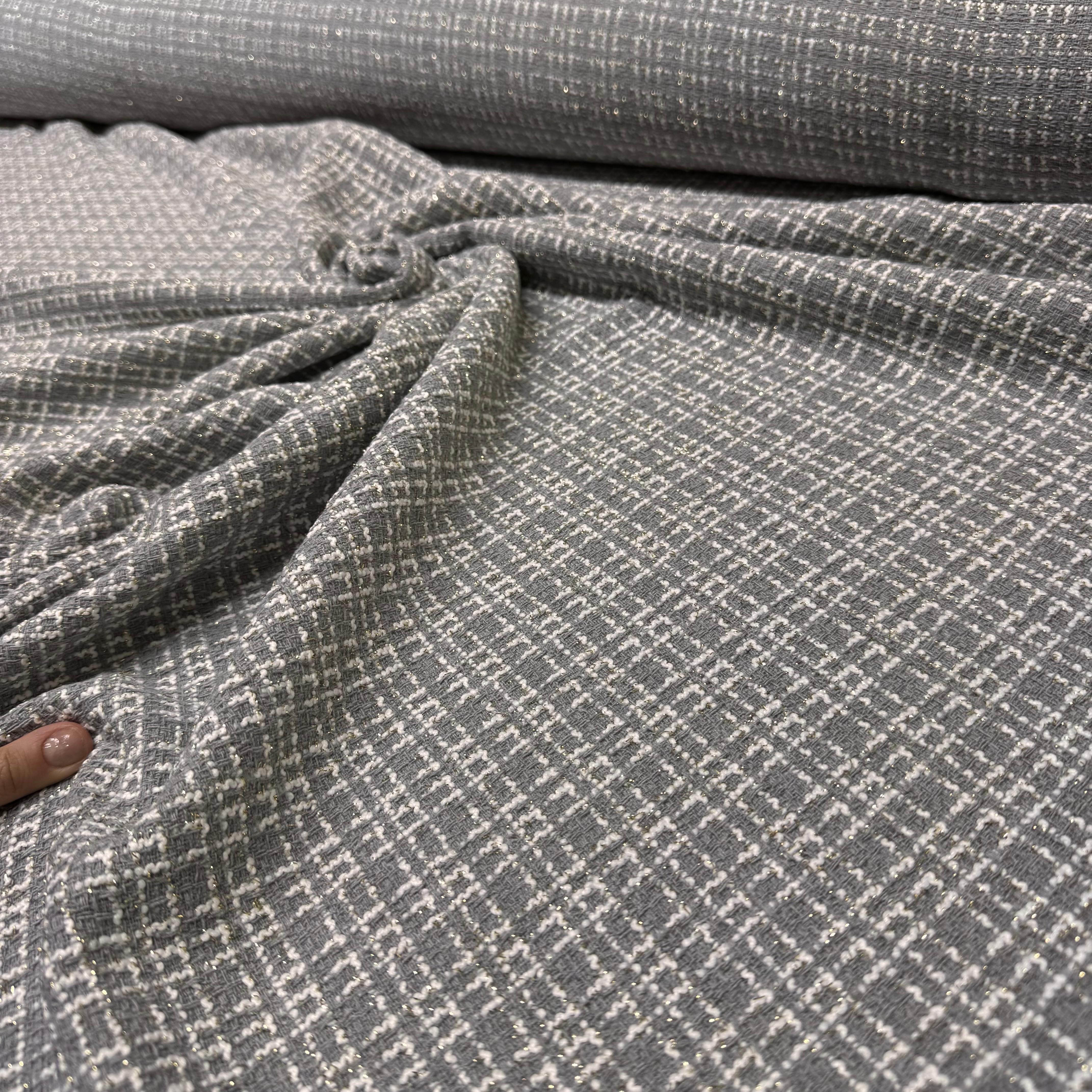 Tüvit Şanel Kumaş Çift En Simli Gri