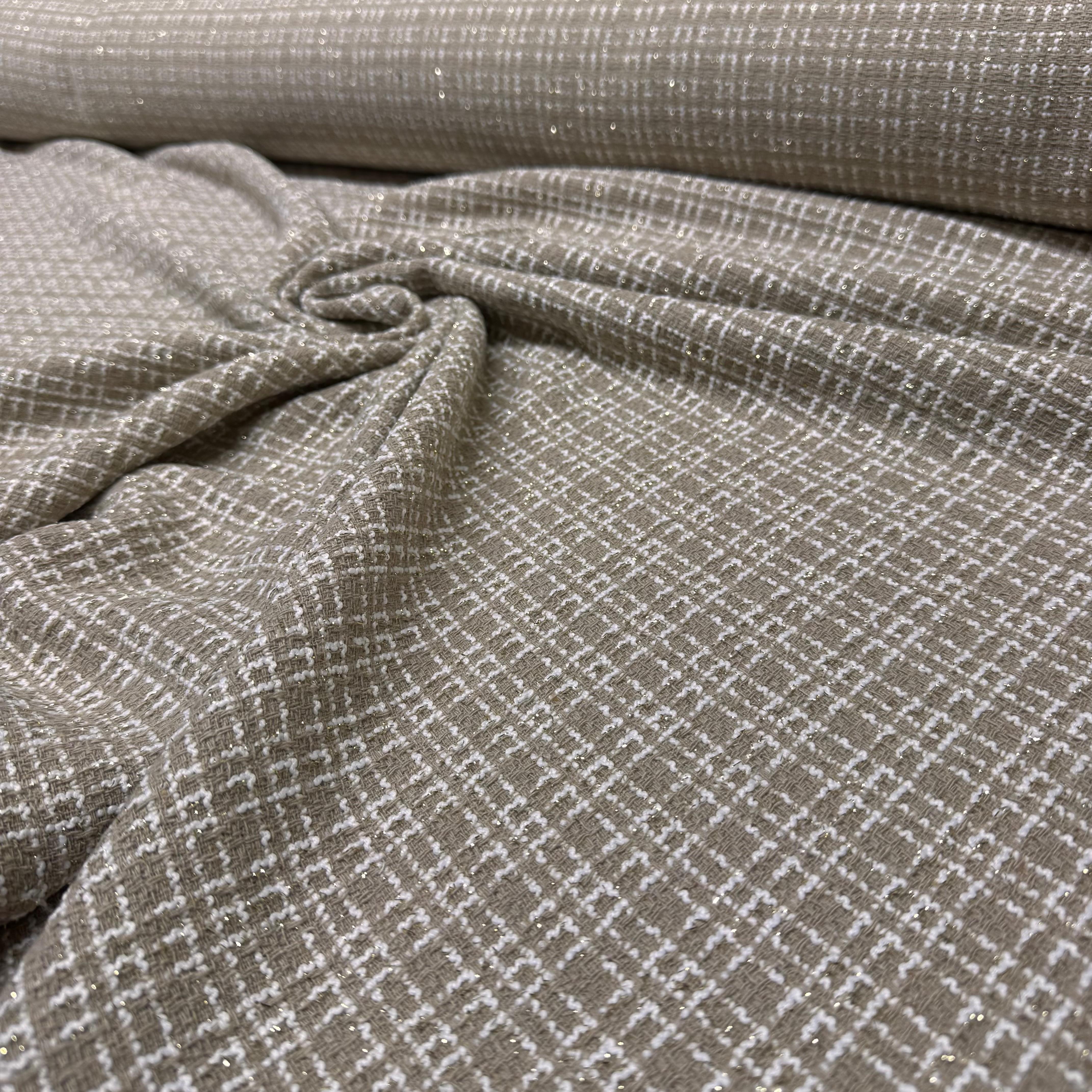 Tüvit Şanel Kumaş Çift En Simli Bej