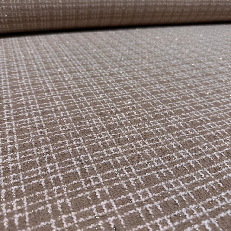 Tüvit Şanel Kumaş Çift En Simli Bej