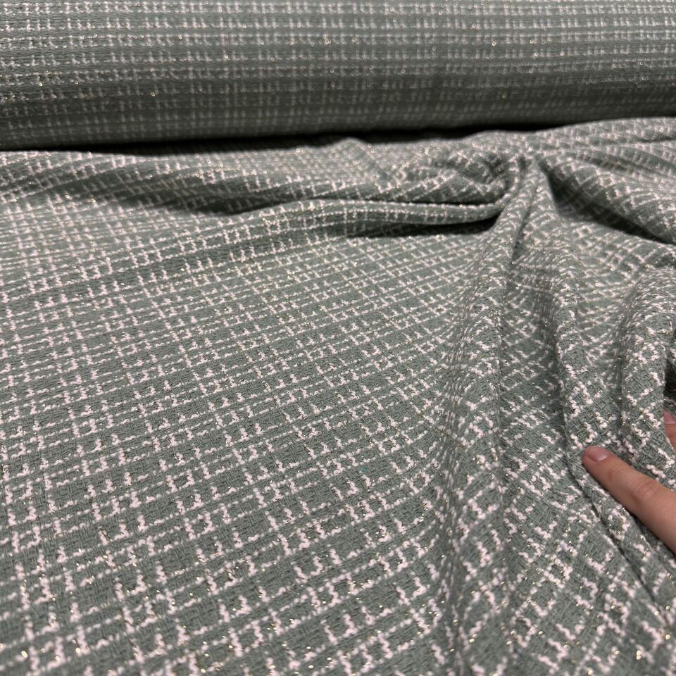 Tüvit Şanel Kumaş Çift En Simli Su Yeşili